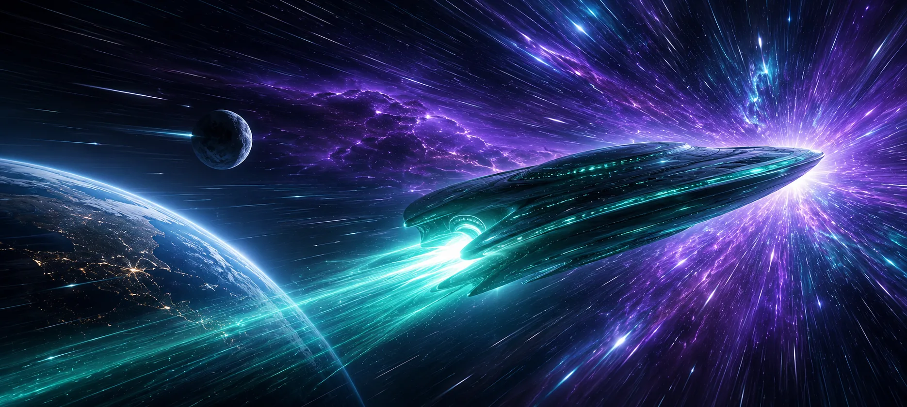 A Monjarian vessel accelerating toward light speed past Earth